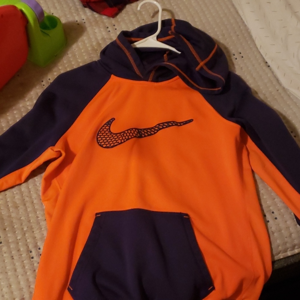 Neon orange and royal purple nike hoodie